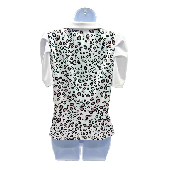 Annie Qin Fashion Button Front White Animal Print Short Puff Sleeve M Maximilast - Picture 2 of 9